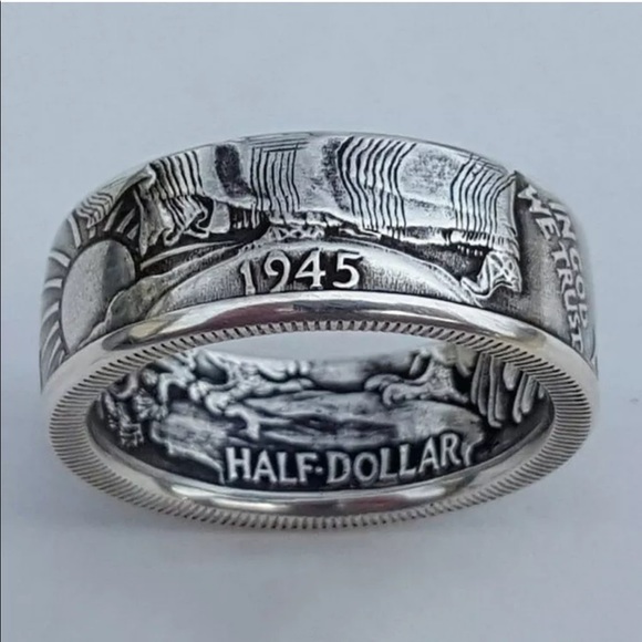 New Half Dollar Silver Color Coin Ring - Picture 2 of 4